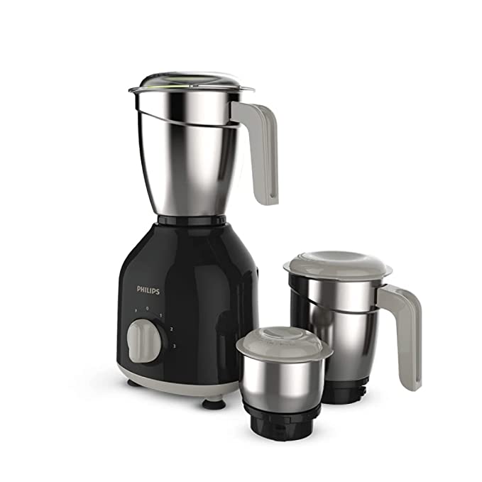 Philips  Mixer Grinder 750 Watt , 3 Stainless Steel Multipurpose Jars with 3 Speed Control and Pulse function (Black)