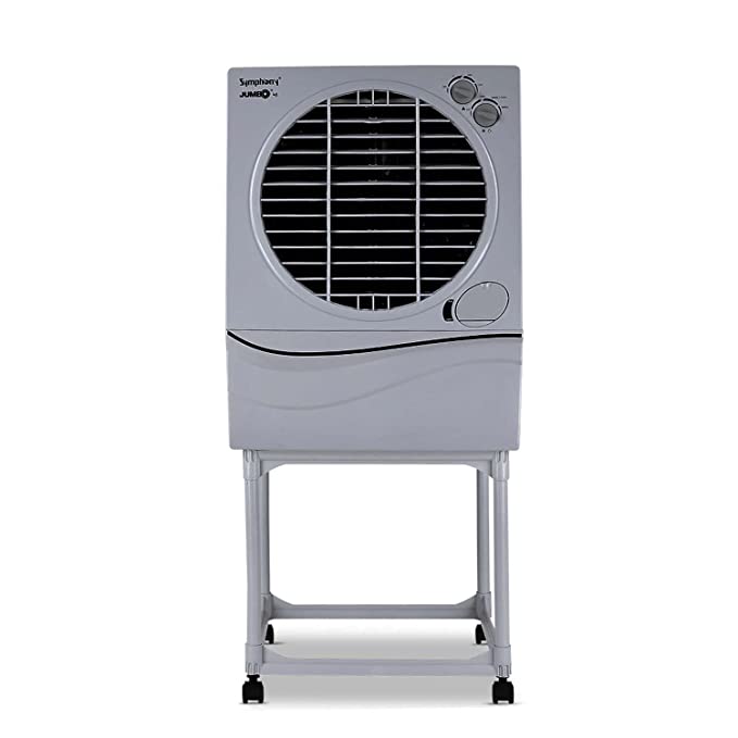 Symphony Jumbo 41 Desert Air Cooler For Home with Aspen Pads, Powerful Fan, Cool Flow Dispenser and Free Trolley (41L, Grey)