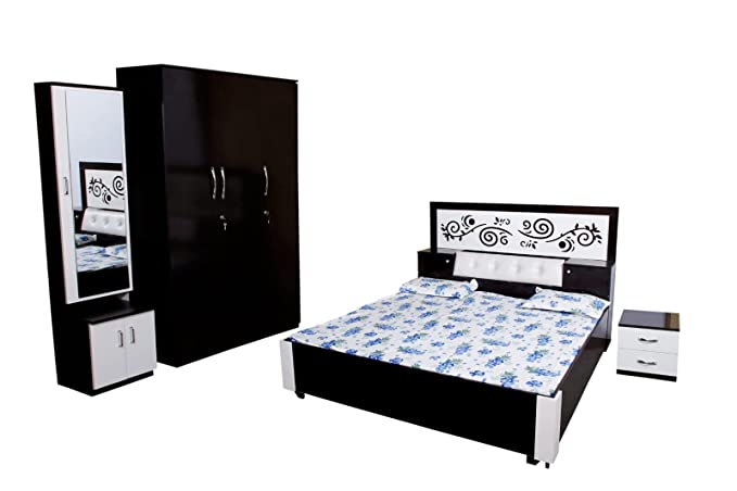 BEDROOM Furniture Counter Double Bed with  Dressing Table & Wardrobe Bed Side Table Wooden Living Room Furniture Set