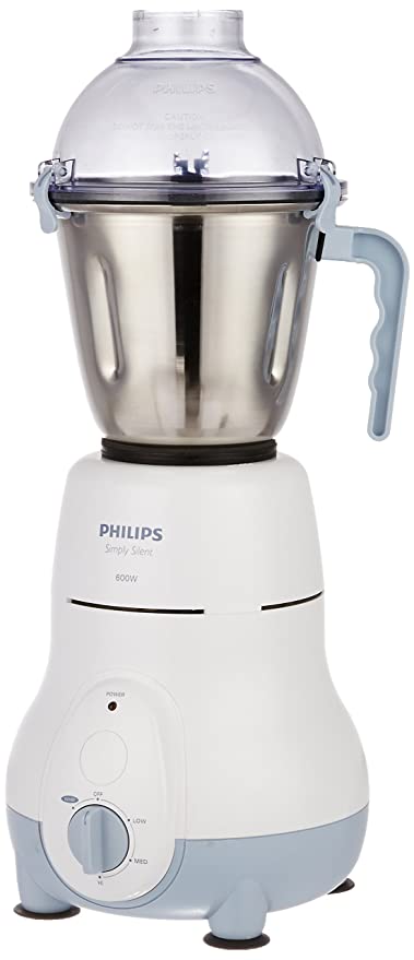 (Renewed) Philips HL1643/04 600-Watt Vertical Mixer Grinder with 3 Jars (White)